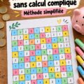 Un calendrier coloré avec les numéros représentant des économies à réaliser, thème du défi épargne par numéros.