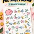 Un document imprimable pour un défi d'épargne adapté aux petits budgets sur un bureau.