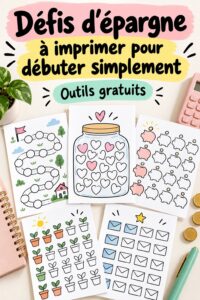 Imprimables colorés pour défis d'épargne