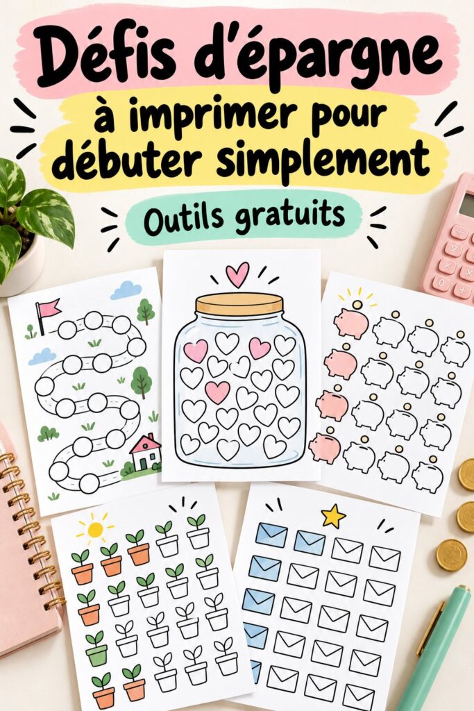 Imprimables colorés pour défis d'épargne