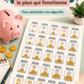 Femme souriante montrant un plan d'épargne pour 5000 euros en 26 semaines.