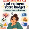 Illustration représentant des habitudes financières à éviter avec un graphique sur le budget