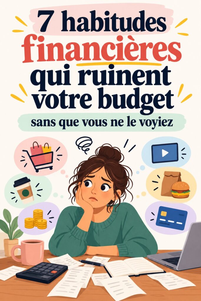Illustration représentant des habitudes financières à éviter avec un graphique sur le budget