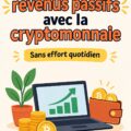 Femme regardant des graphiques de crypto-monnaie sur un ordinateur, symbolisant l'investissement en crypto pour des revenus passifs.